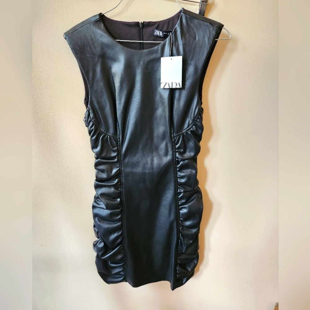 ZARA leather look mini dress